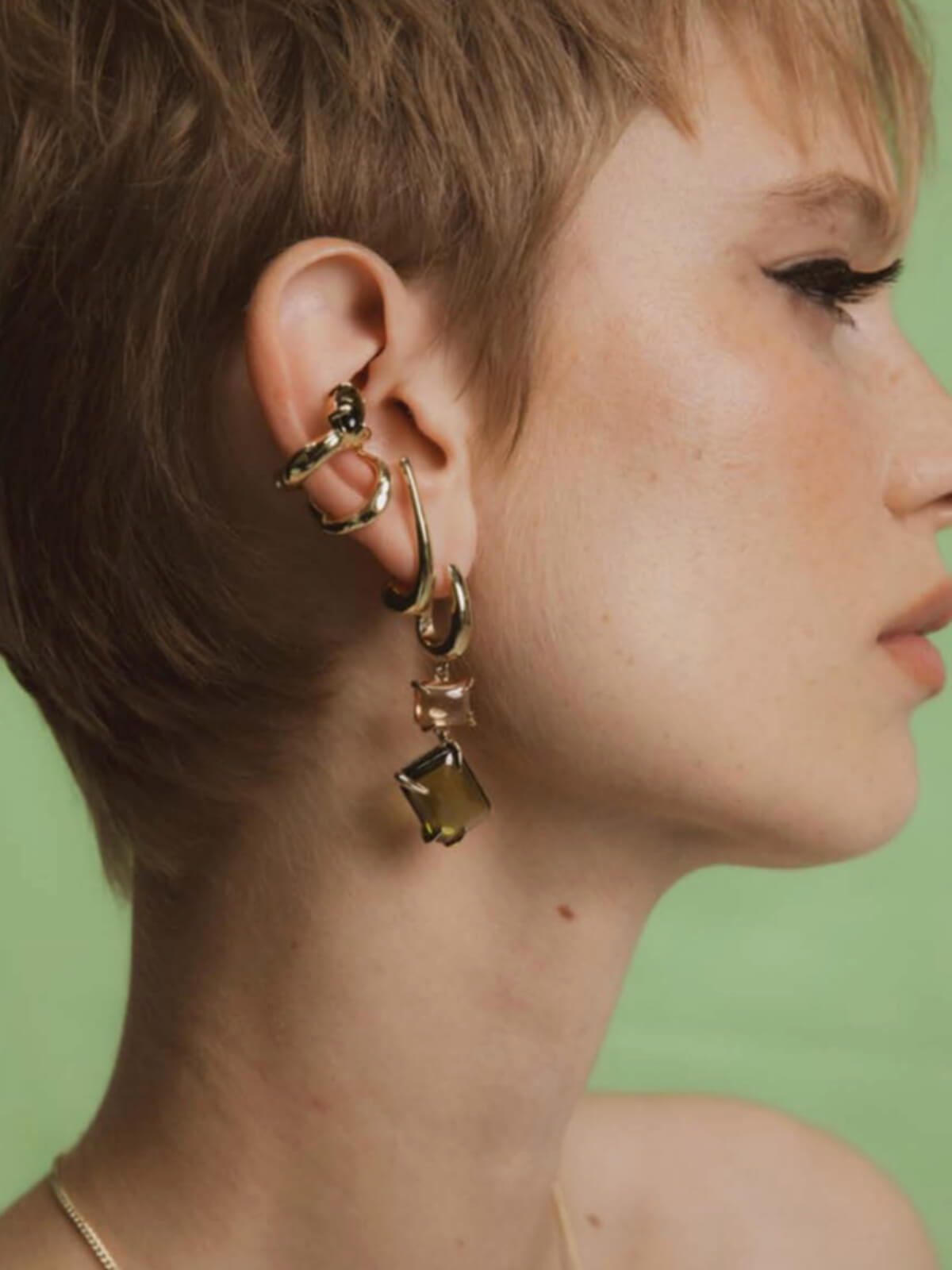 Double Drop Claw Earrings: Peridot + Citrine