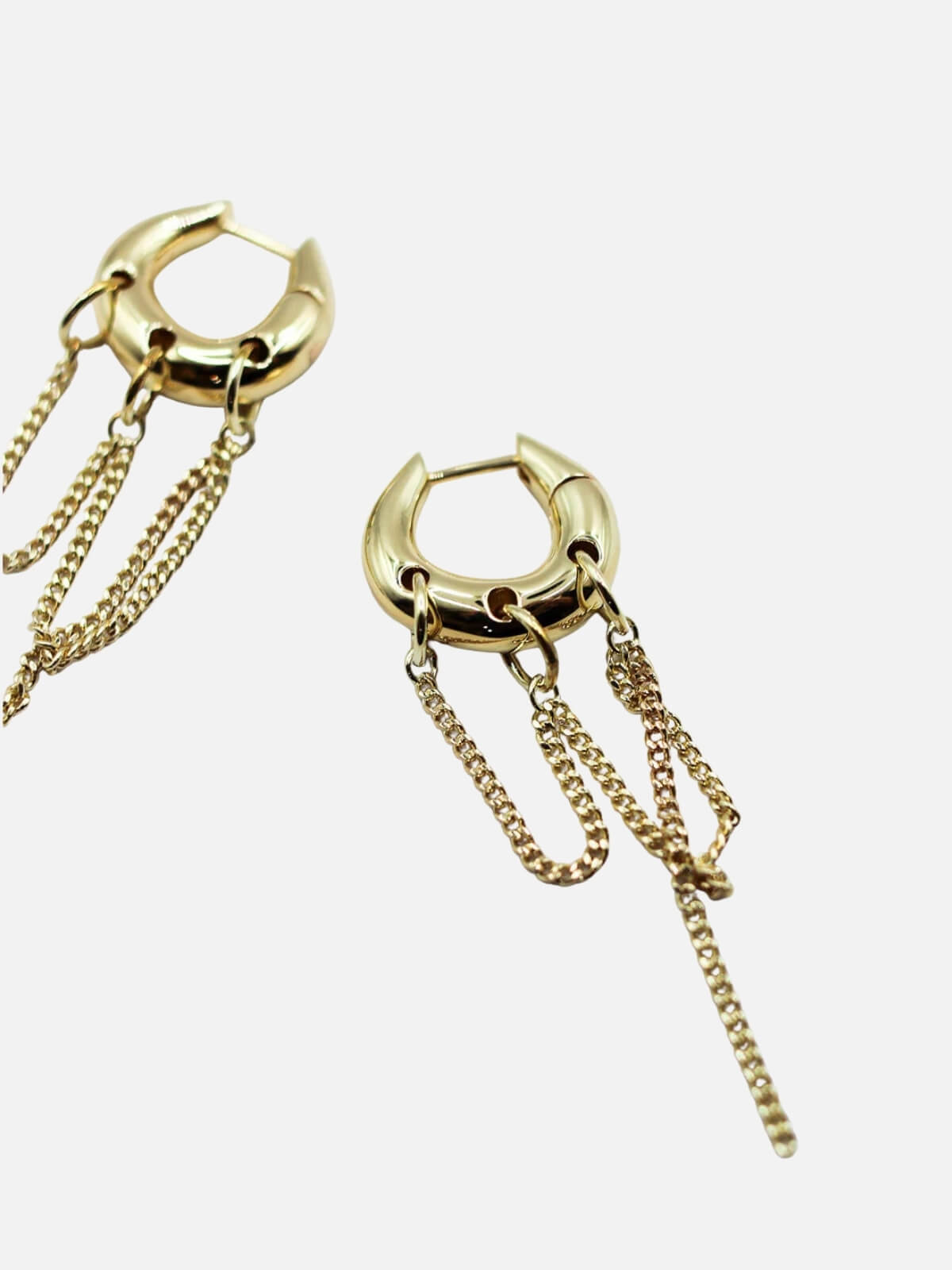 Dripping Chain Huggie Earrings: Brass + 18K Gold Plating