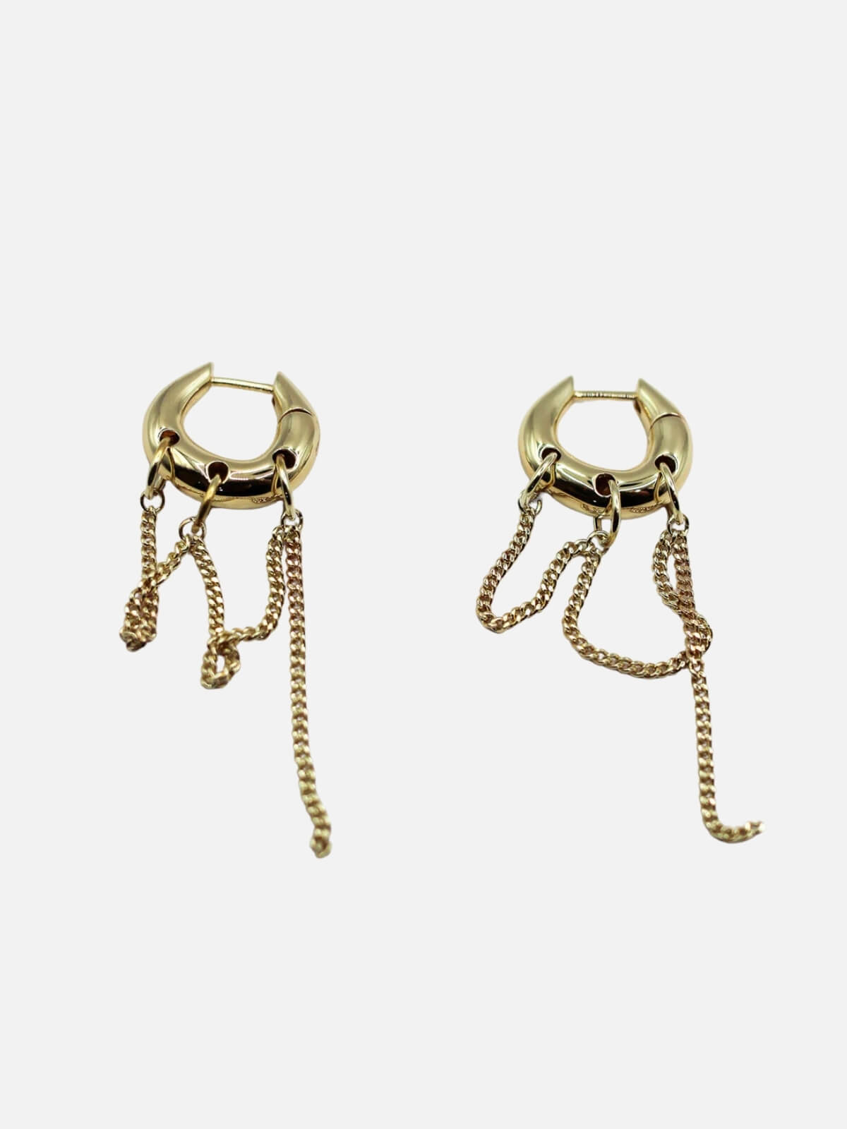 Dripping Chain Huggie Earrings: Brass + 18K Gold Plating