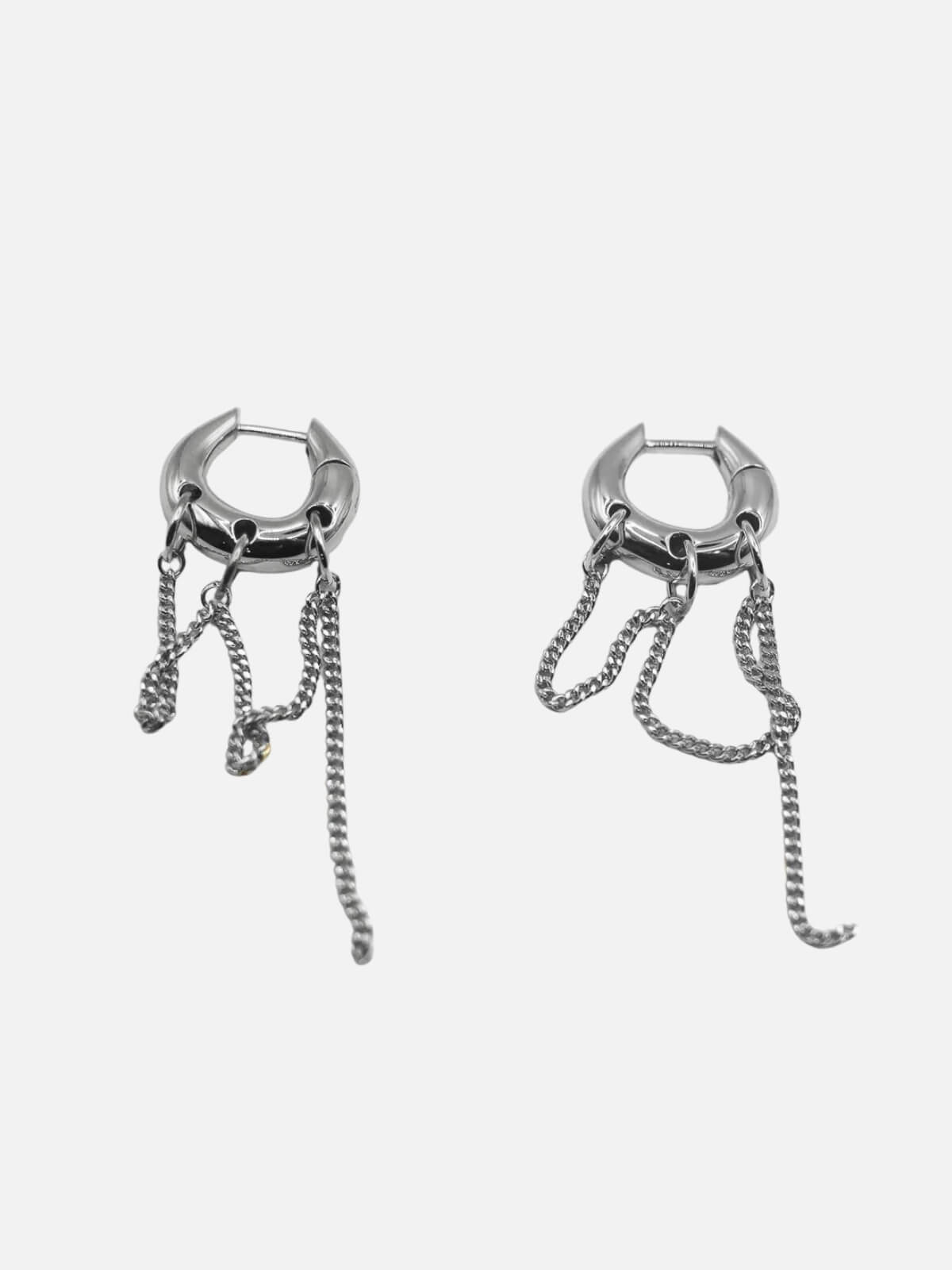 Dripping Chain Huggie Earrings: Solid Sterling Silver