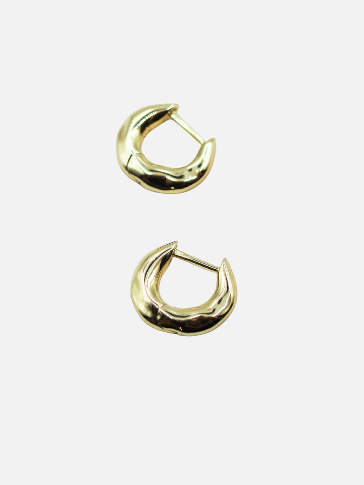 Mini Wonky Huggies: Brass + 18K Gold Plating