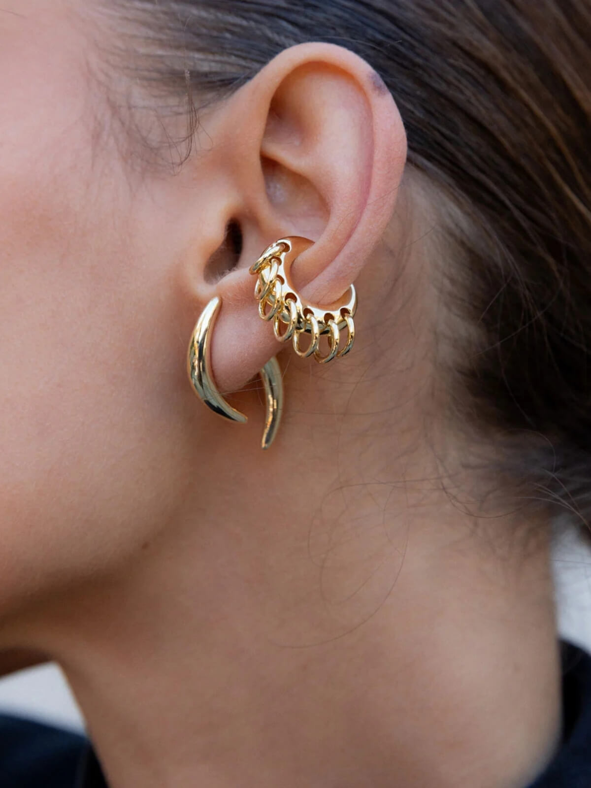 Pierced Large Ear Cuff: Brass + 18K Gold Plating