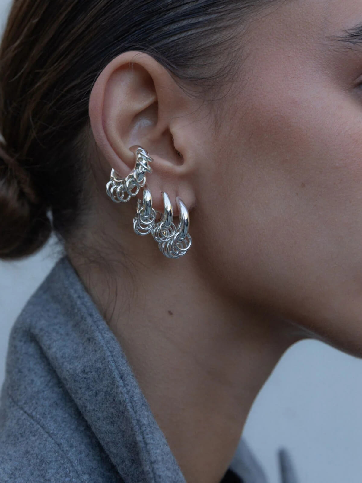 Pierced Large Ear Cuff: Brass + Sterling Silver Plating