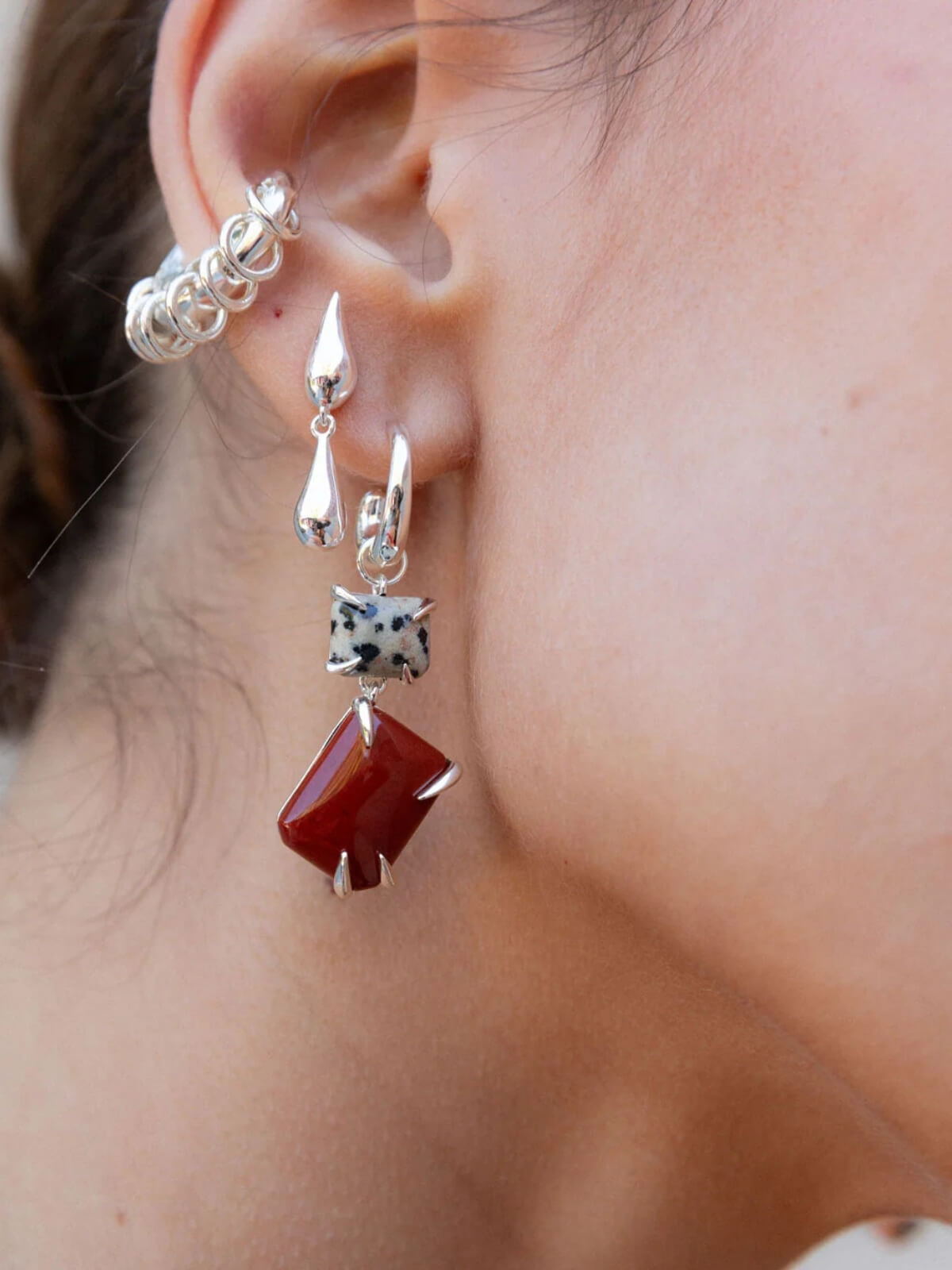 Pierced Large Ear Cuff: Brass + Sterling Silver Plating