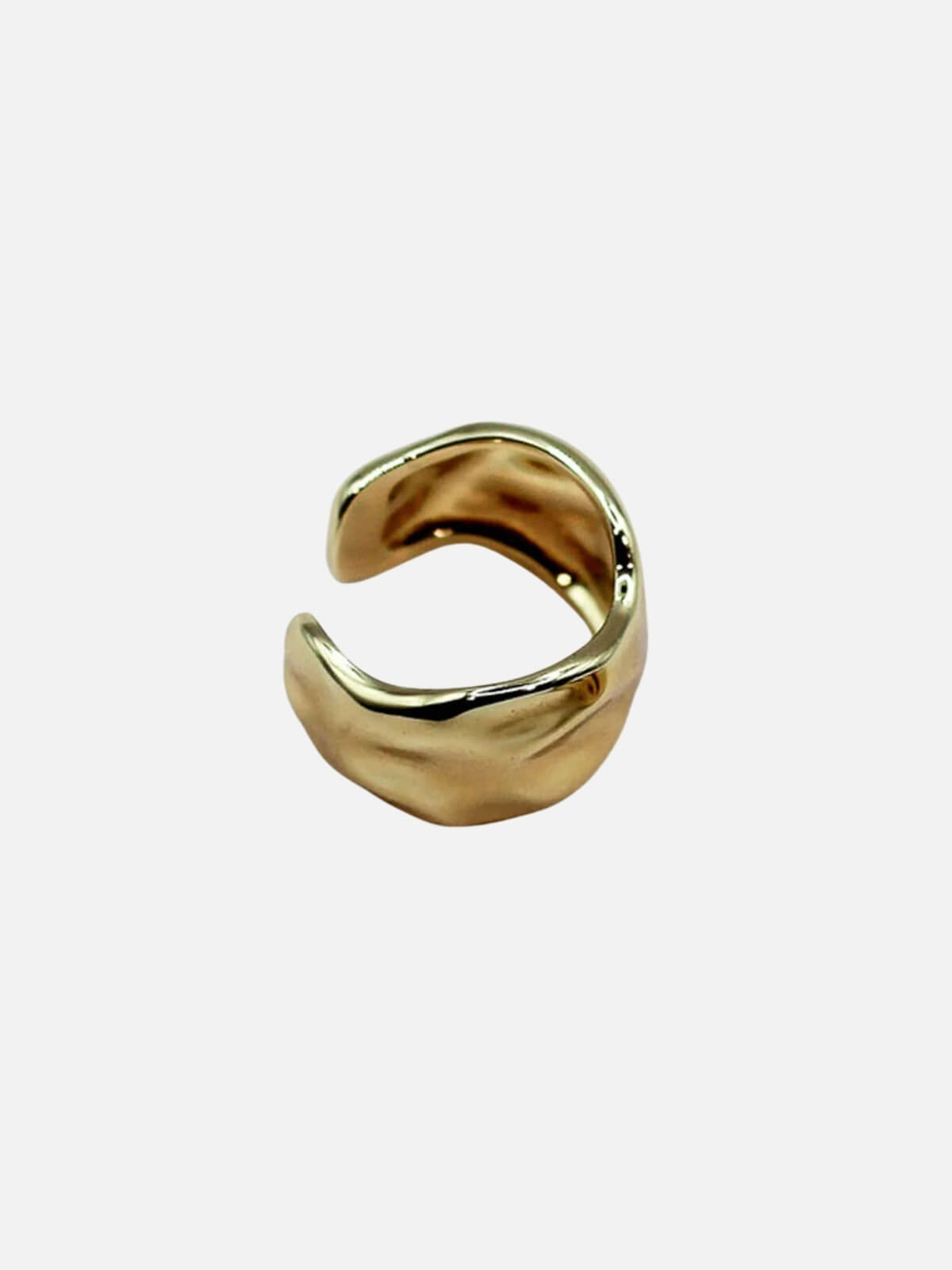 Rippled Shield Ring: Brass + 18K Gold Plating