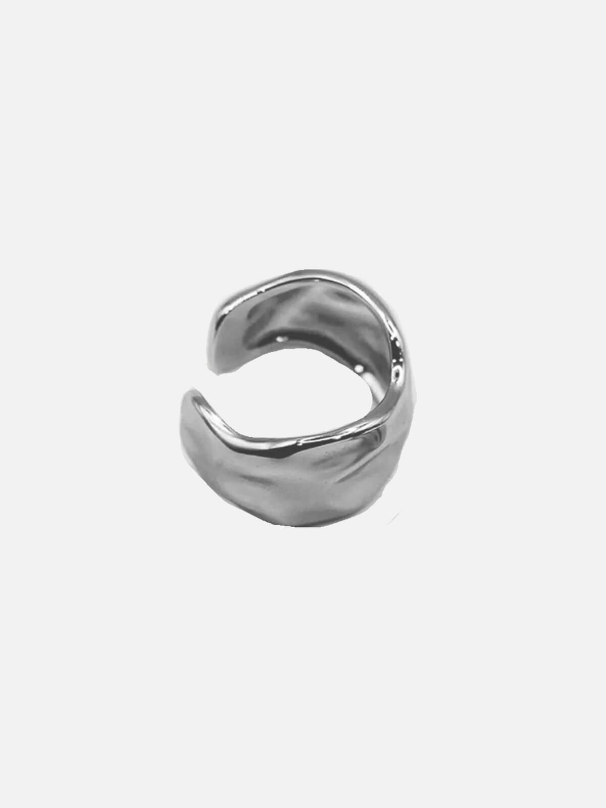 Rippled Shield Ring: Solid Sterling Silver
