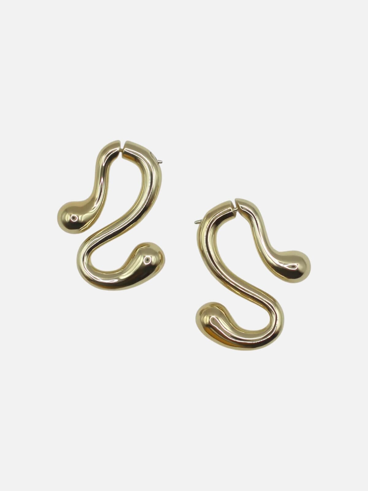 S-Bend Earrings: Brass + 18K Gold Plating Earrings F+H Jewellery