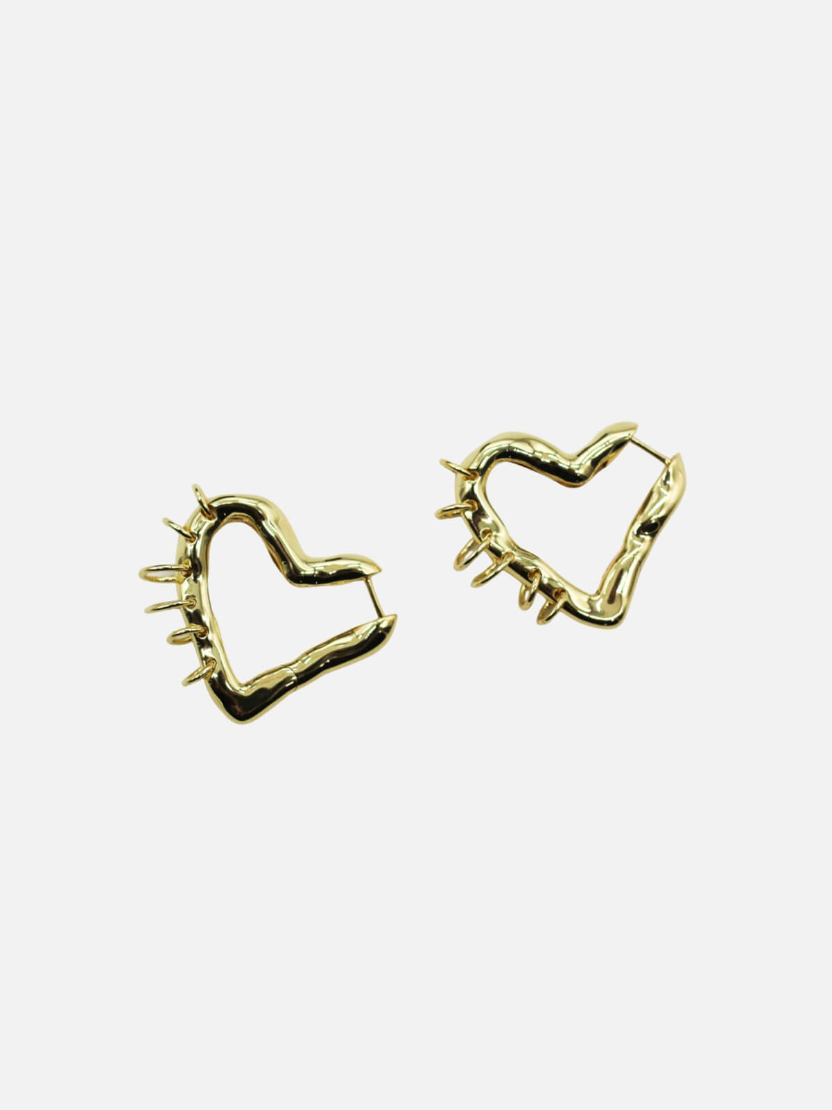 Tough Love Pierced Heart Hoop Earrings: Gold - 25mm