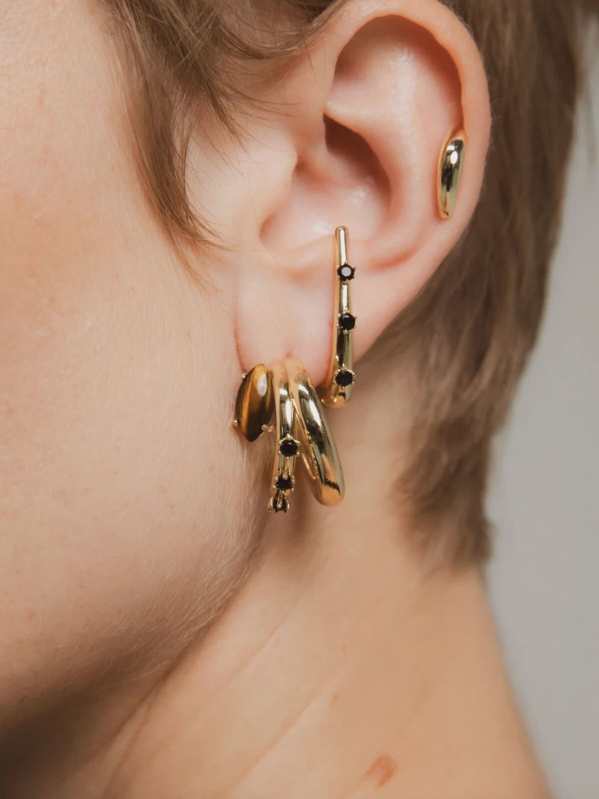 Triple Threat Earrings - Onxy + Tiger's Eye