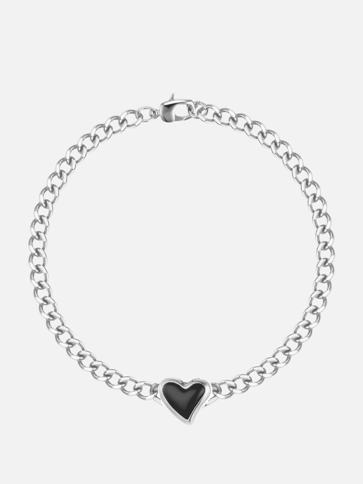 F+H | Whitney Heart Choker: Sterling Silver Plating | Perlu