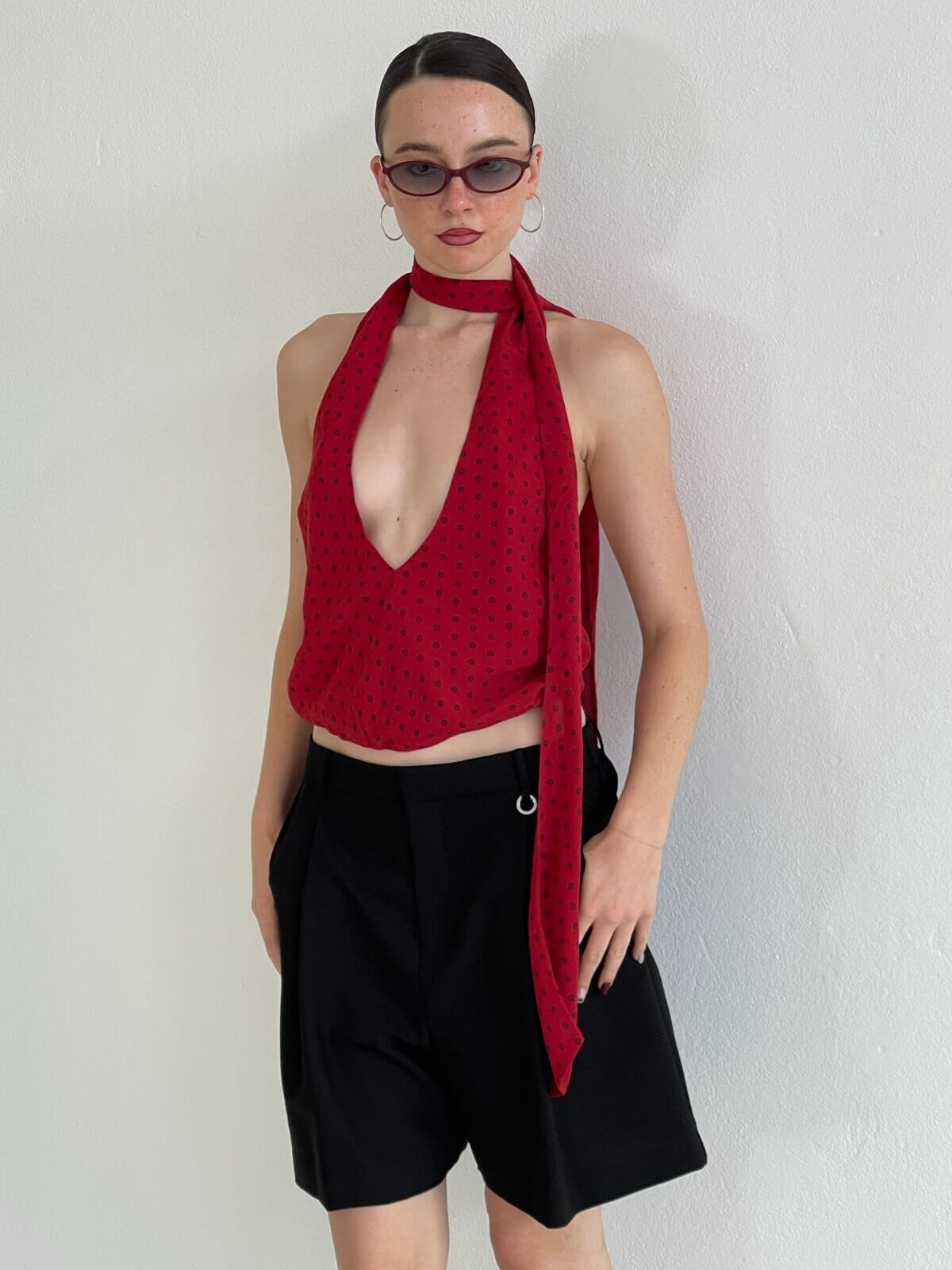Harper Halter Top - Samba Polka Shirts Hansen and Gretel