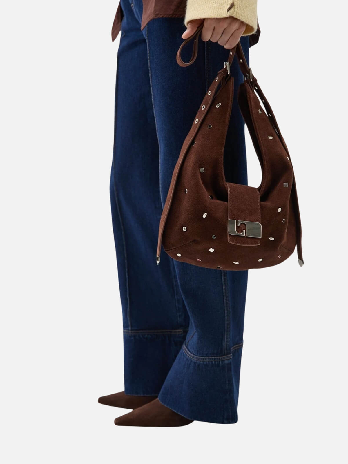 Vixen Suede Studs Bag - Brown