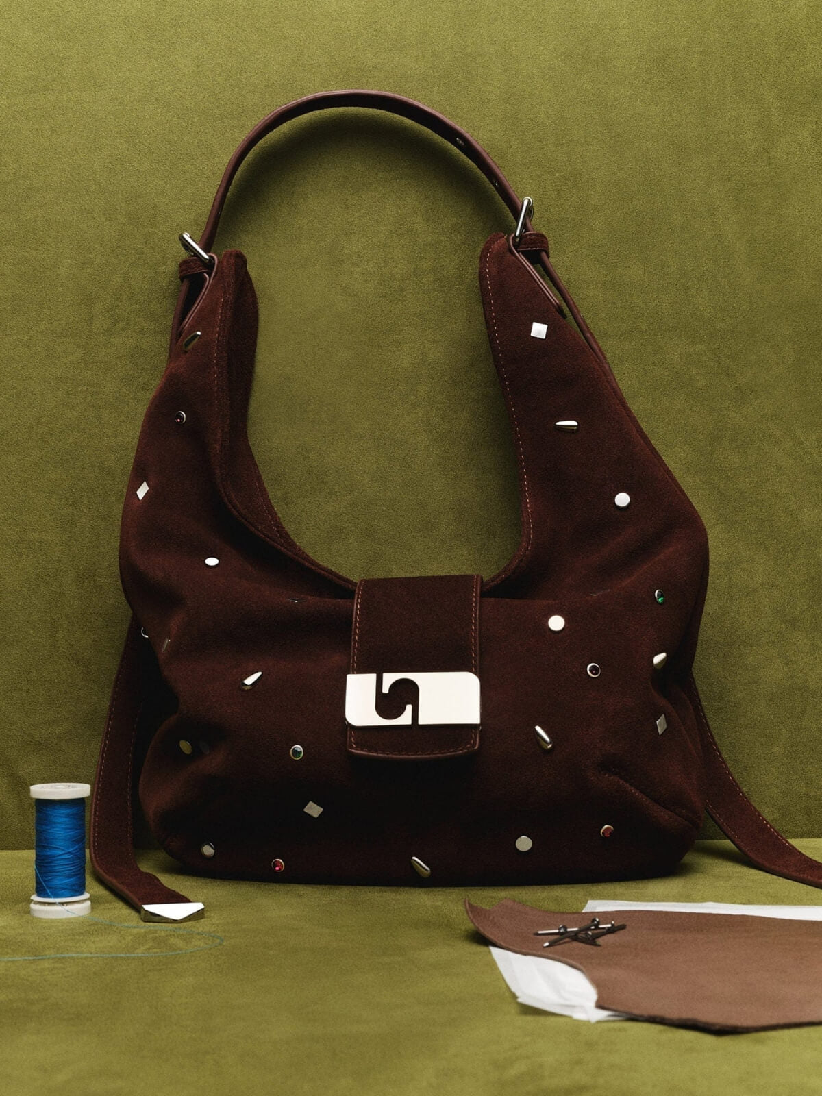Vixen Suede Studs Bag - Brown