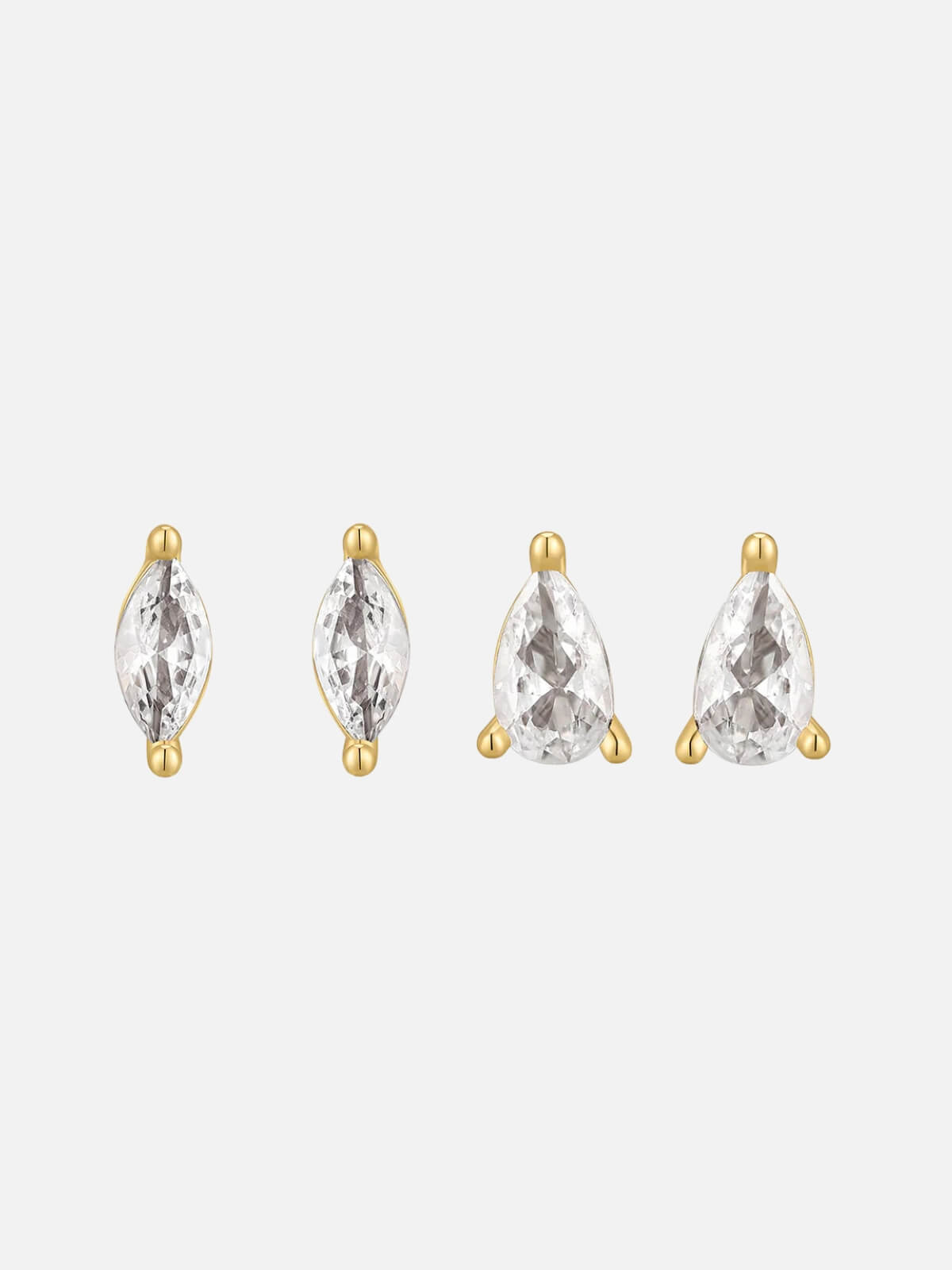 Luxe Stone Studs Set - Gold