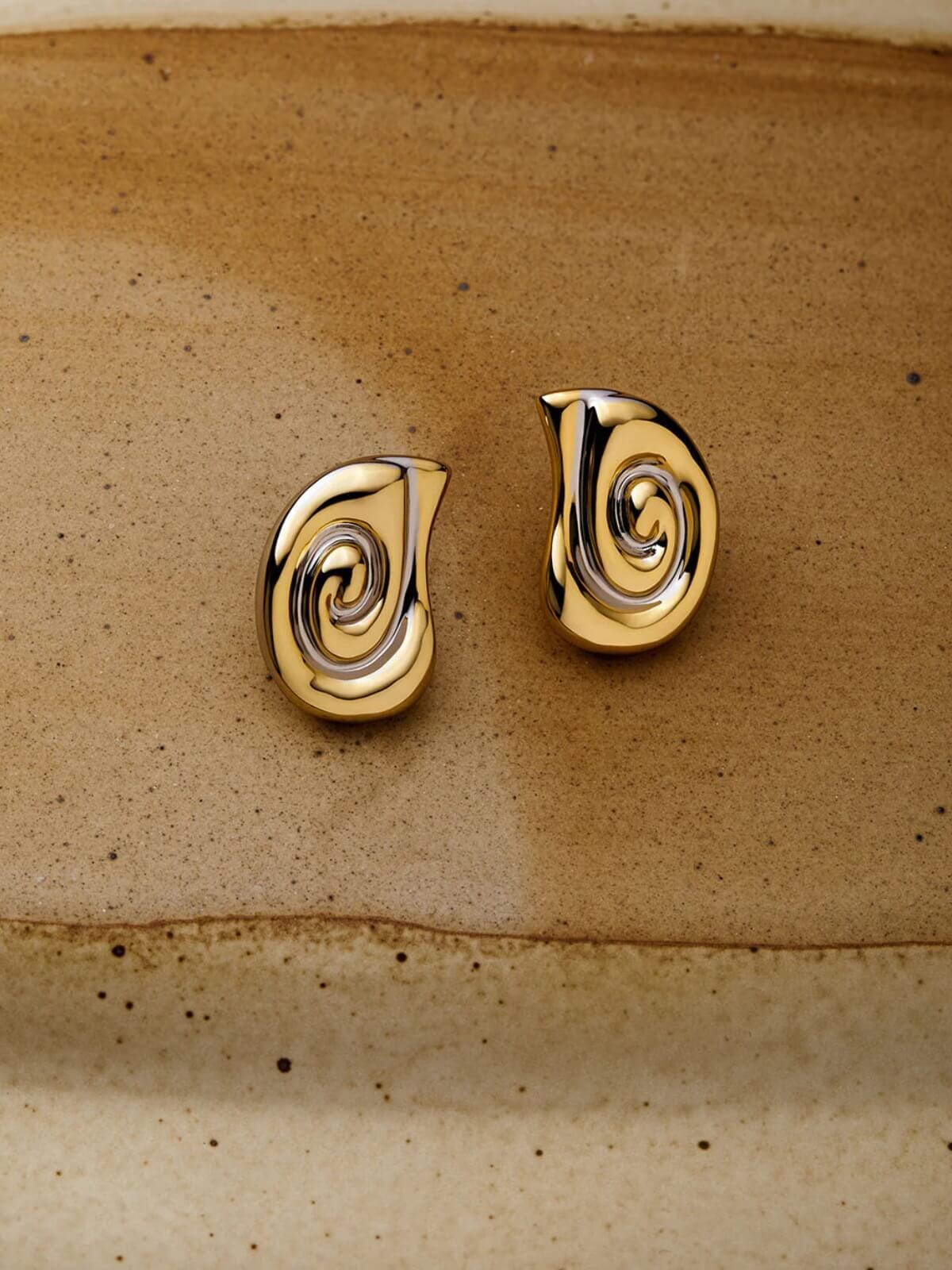 The Two-Tone Coquille Studs Earrings Luv AJ