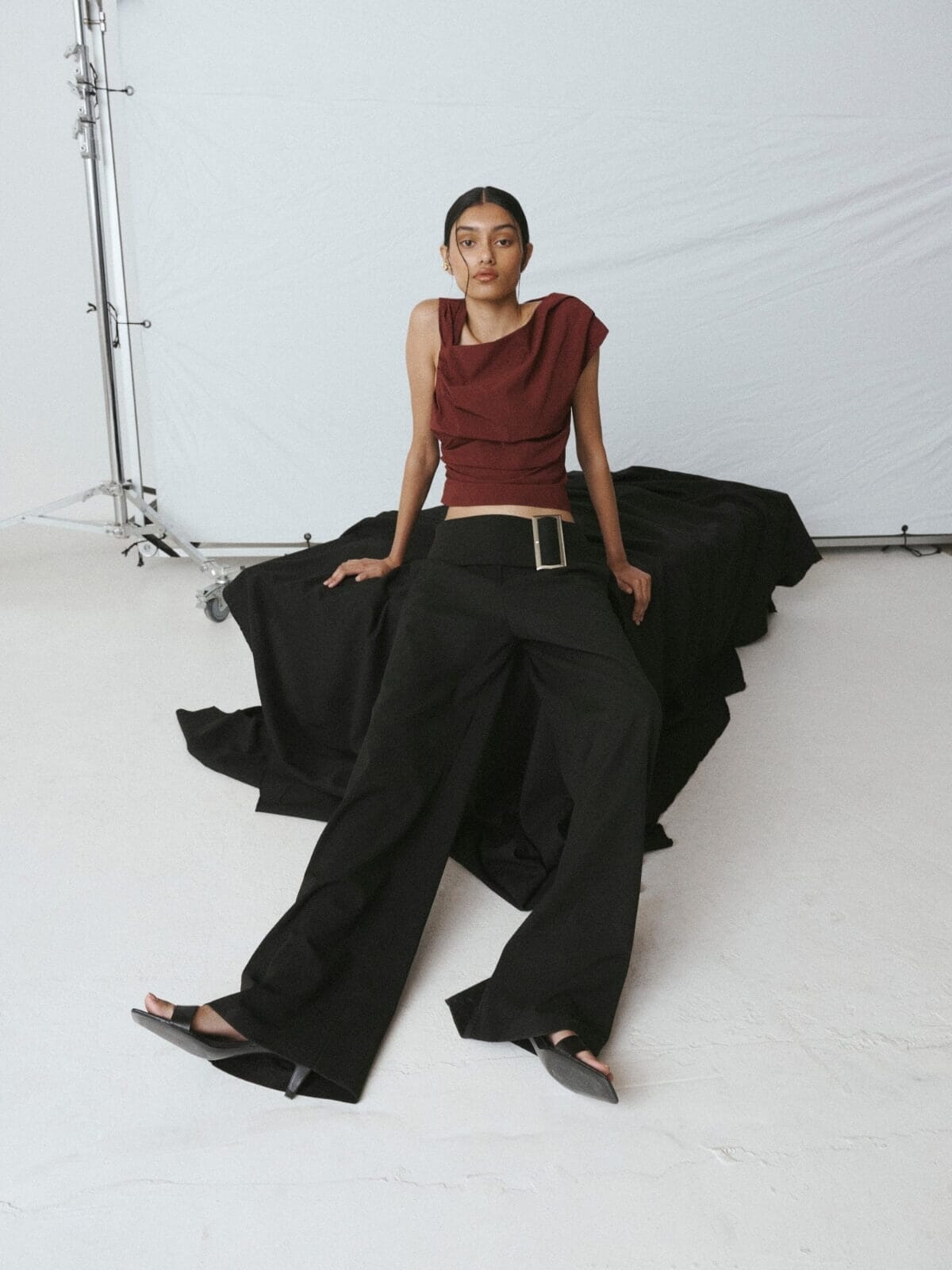 Bardot Top - Merlot/Silver Tops One Of Others