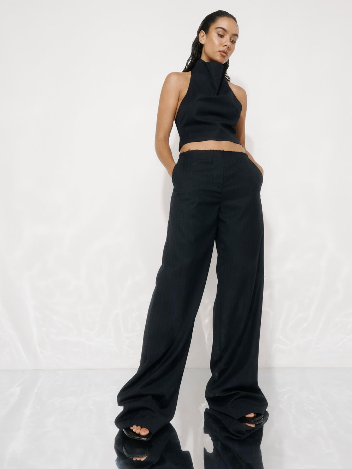 Margot Pant - Navy Pinstripe