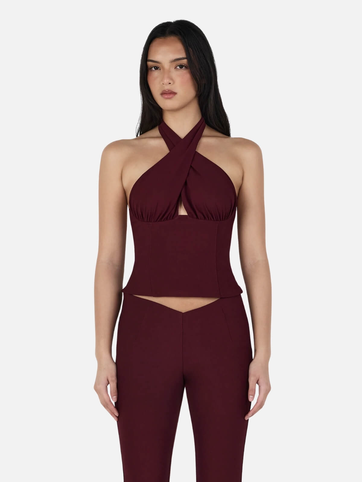 Chelsea Halter Top - Burgundy