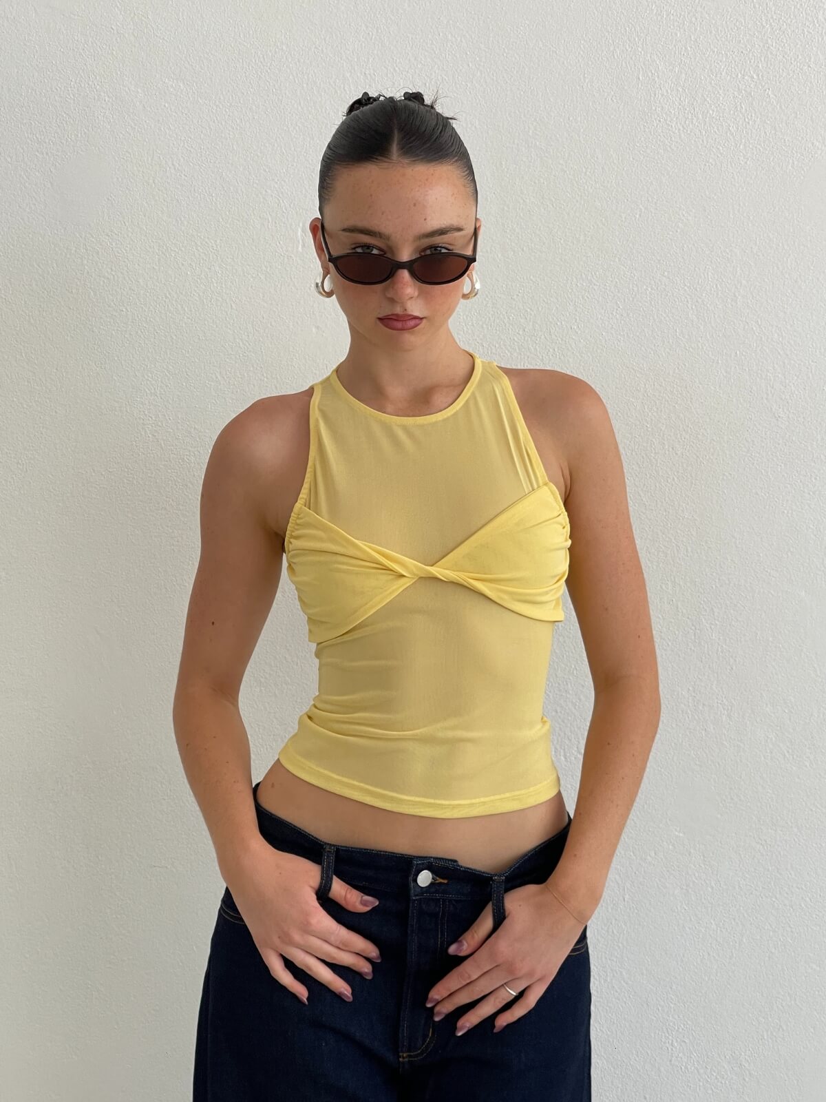Halsey Mesh Top - Lemon