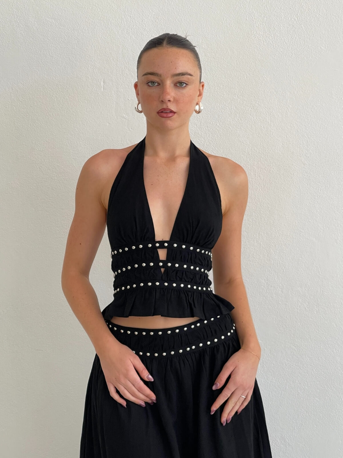 Mavis Studded Top - Black