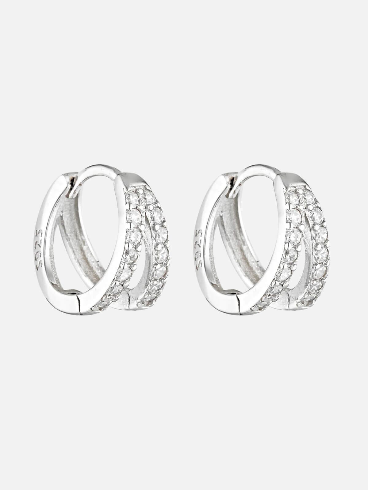 Double Angel Huggies - Sterling/Clear Earrings Porter