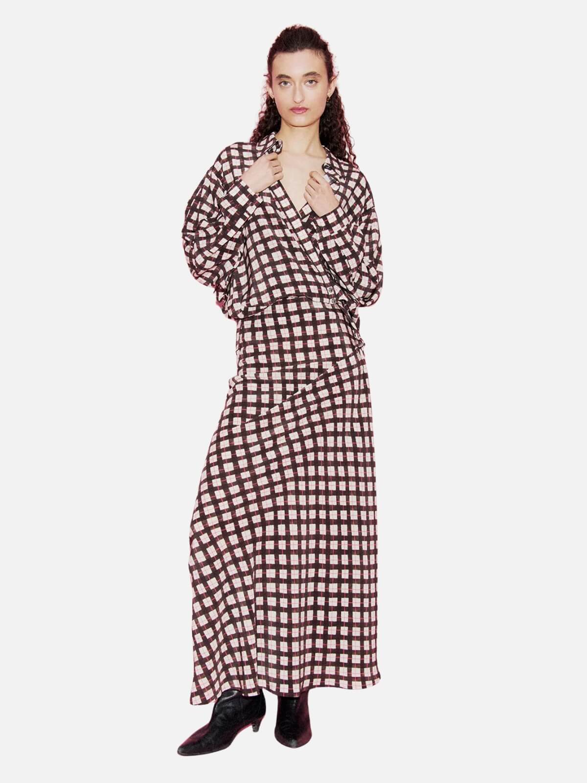 CDC Long Bias Cut Skirt - Luna Gingham