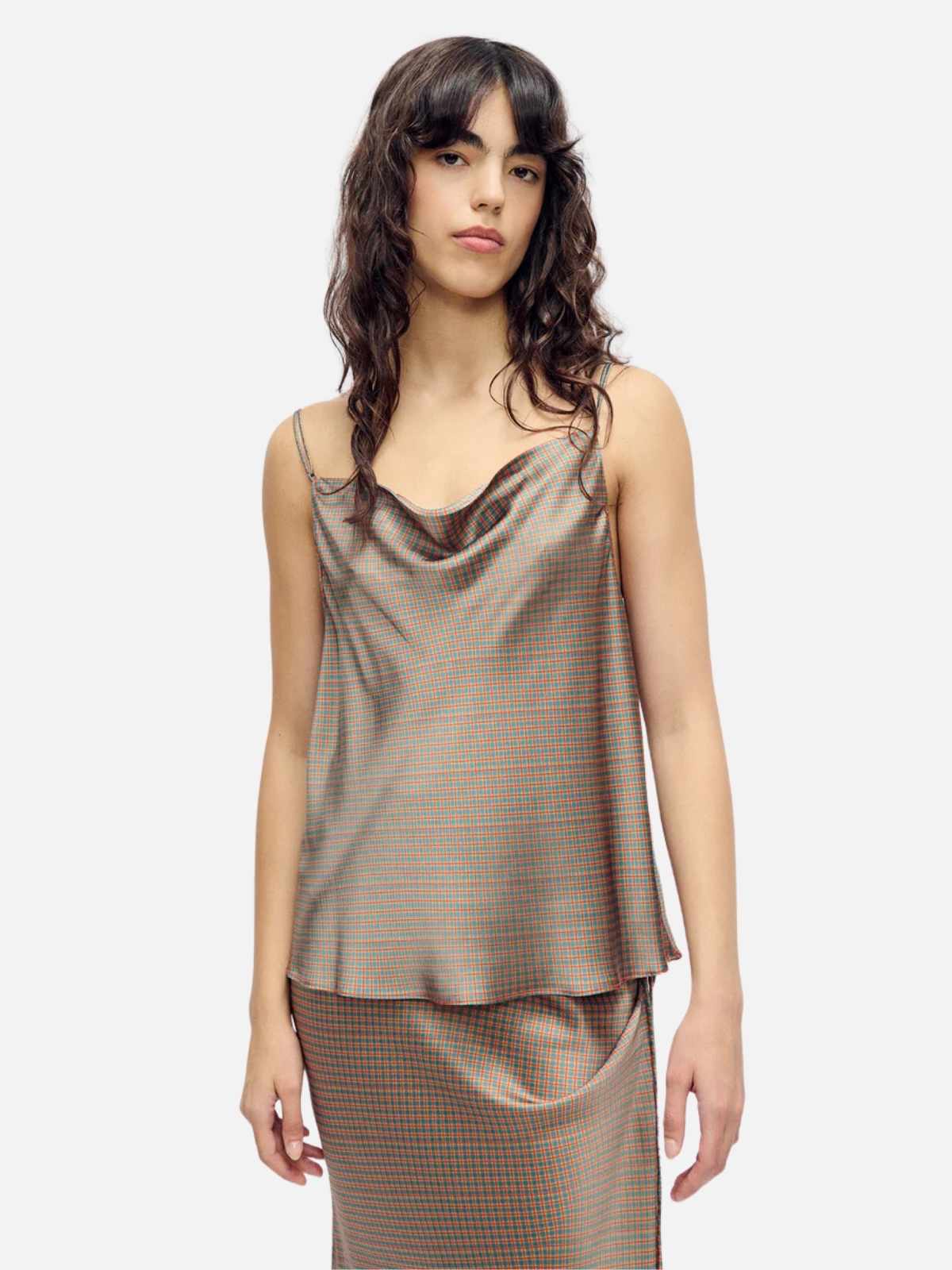 Drape Cami - Micro Plaid