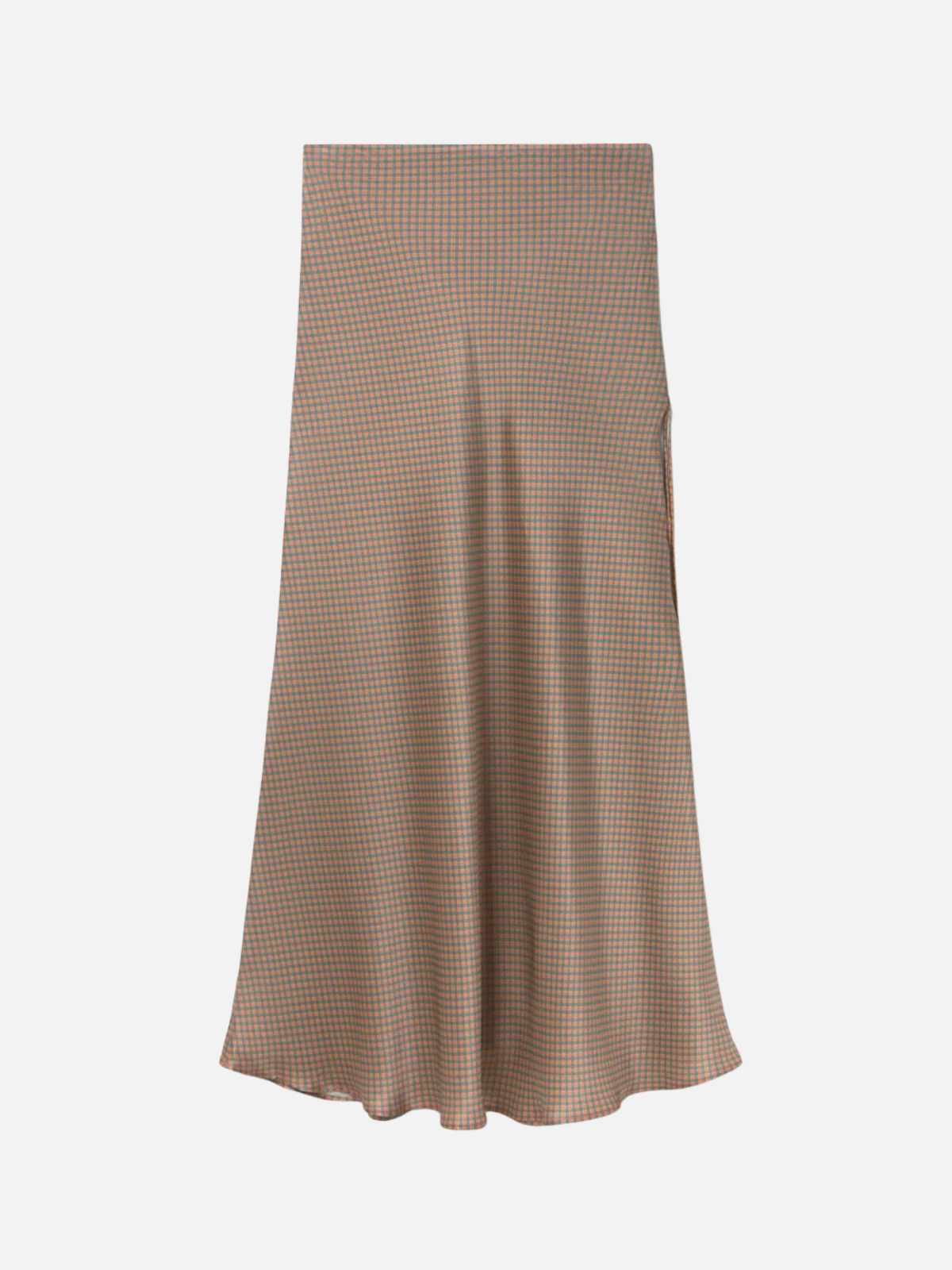Long Bias Cut Skirt - Micro Plaid