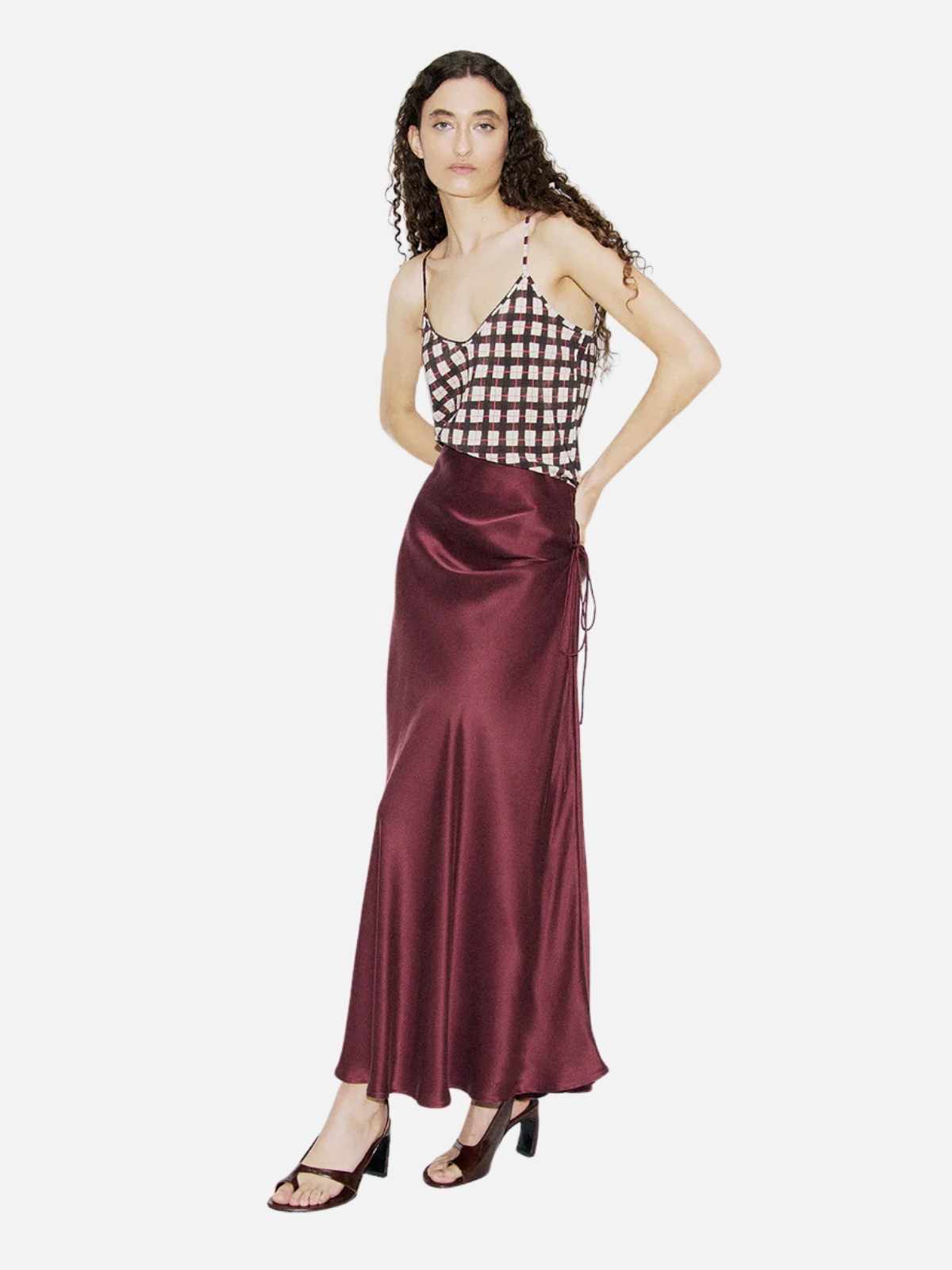 Long Bias Cut Skirt - Deadleaf