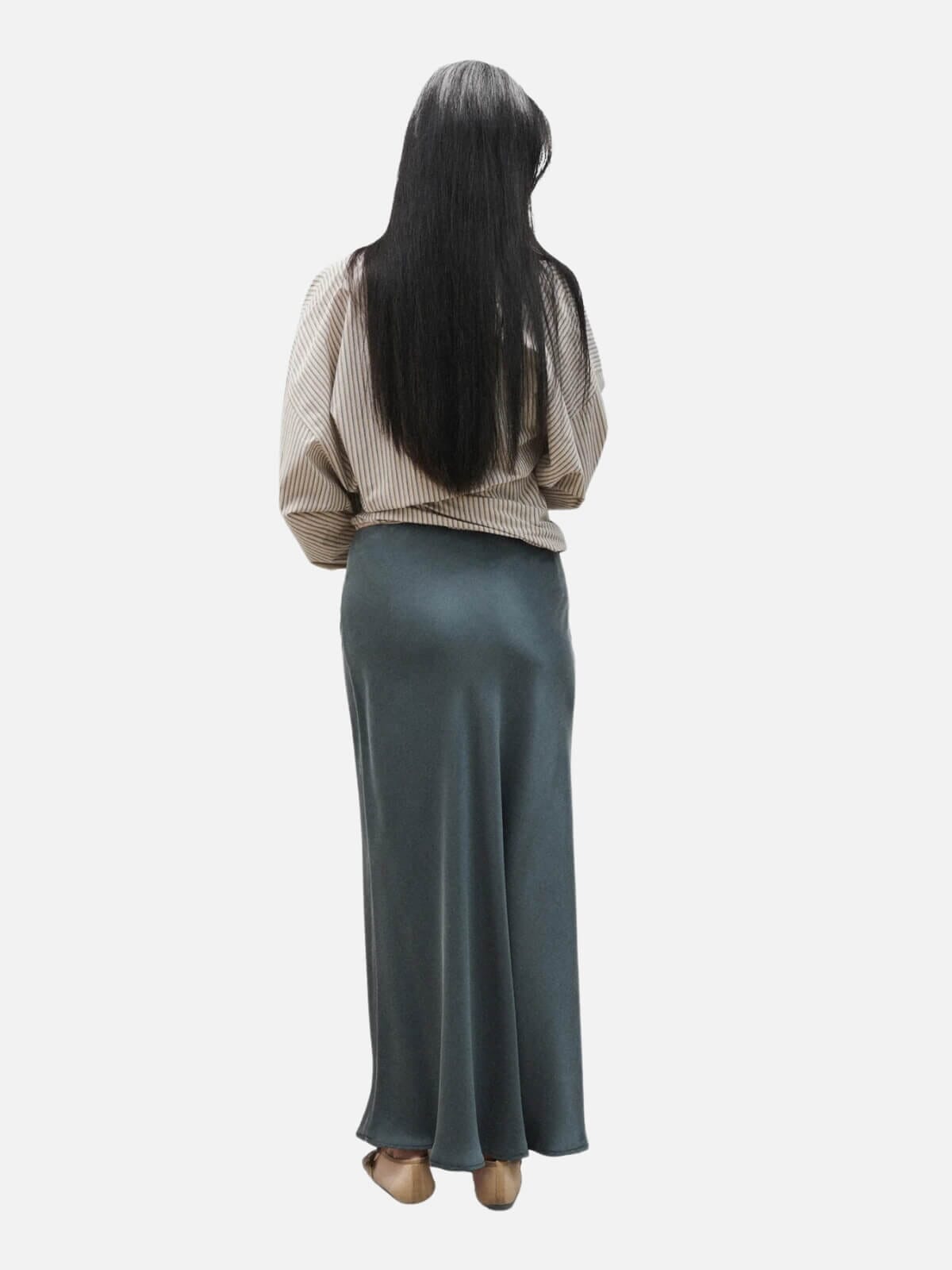 Long Bias Cut Skirt - Slate Skirts Silk Laundry