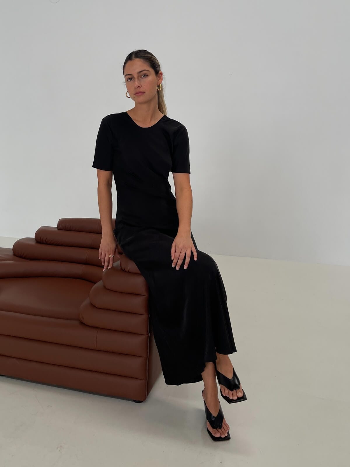 Short Sleeve Bias Dress - Black Dresses & Jumpsuits Silk Laundry