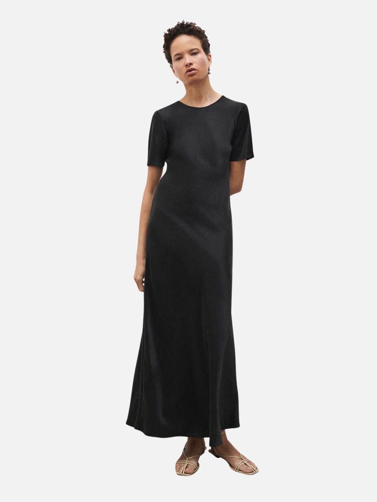 Short Sleeve Bias Dress - Black Dresses & Jumpsuits Silk Laundry