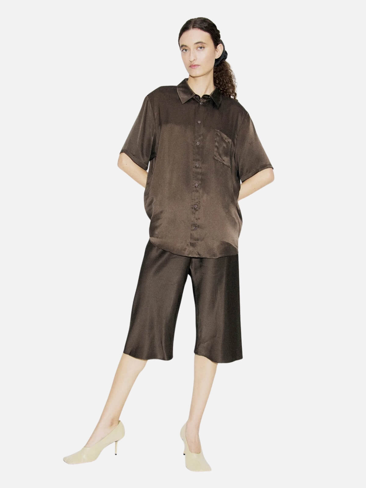 Short Sleeve Boyfriend Shirt - Mantis