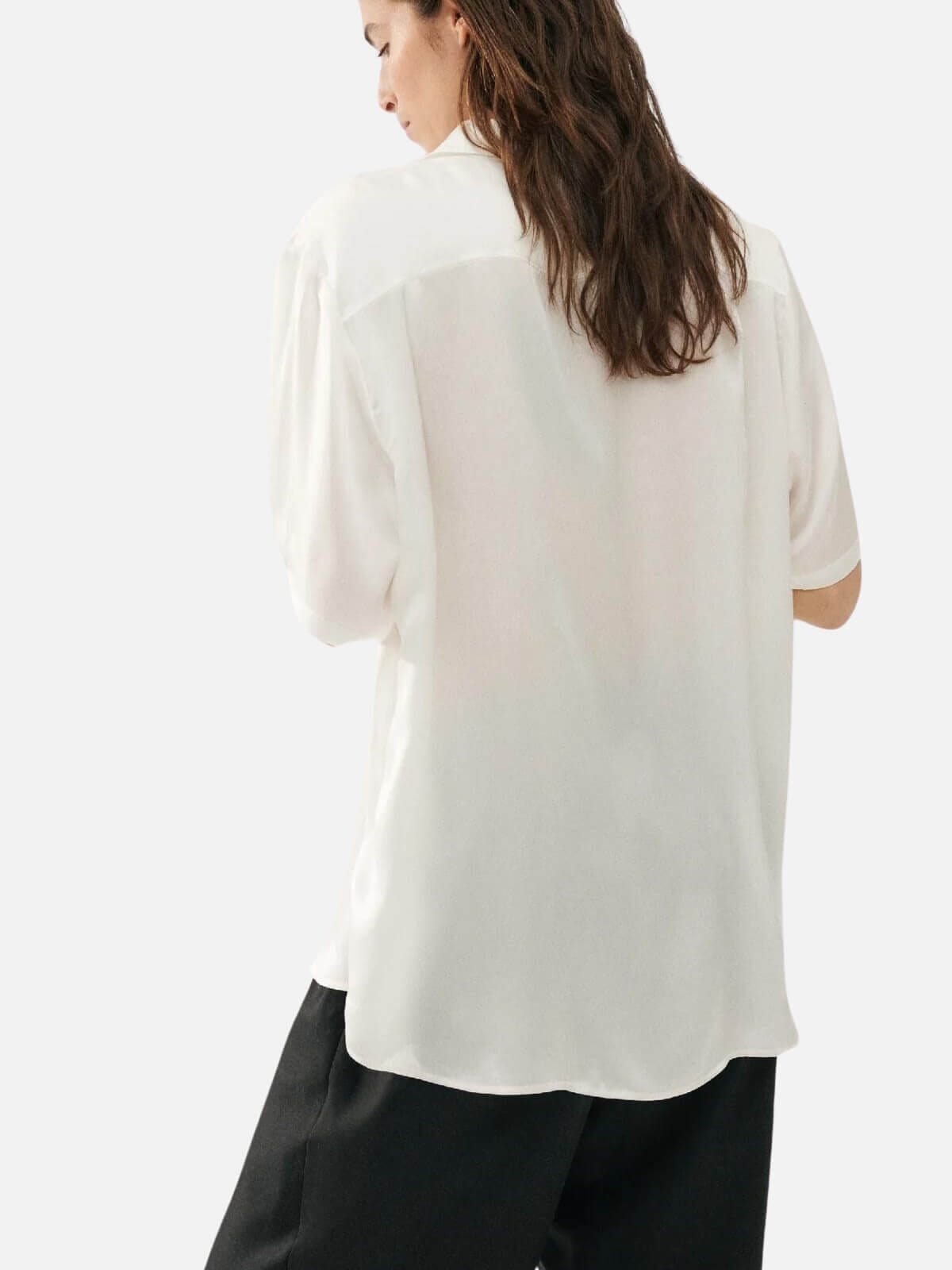 Silk Laundry | Short Sleeve Boyfriend Shirt - White | Perlu