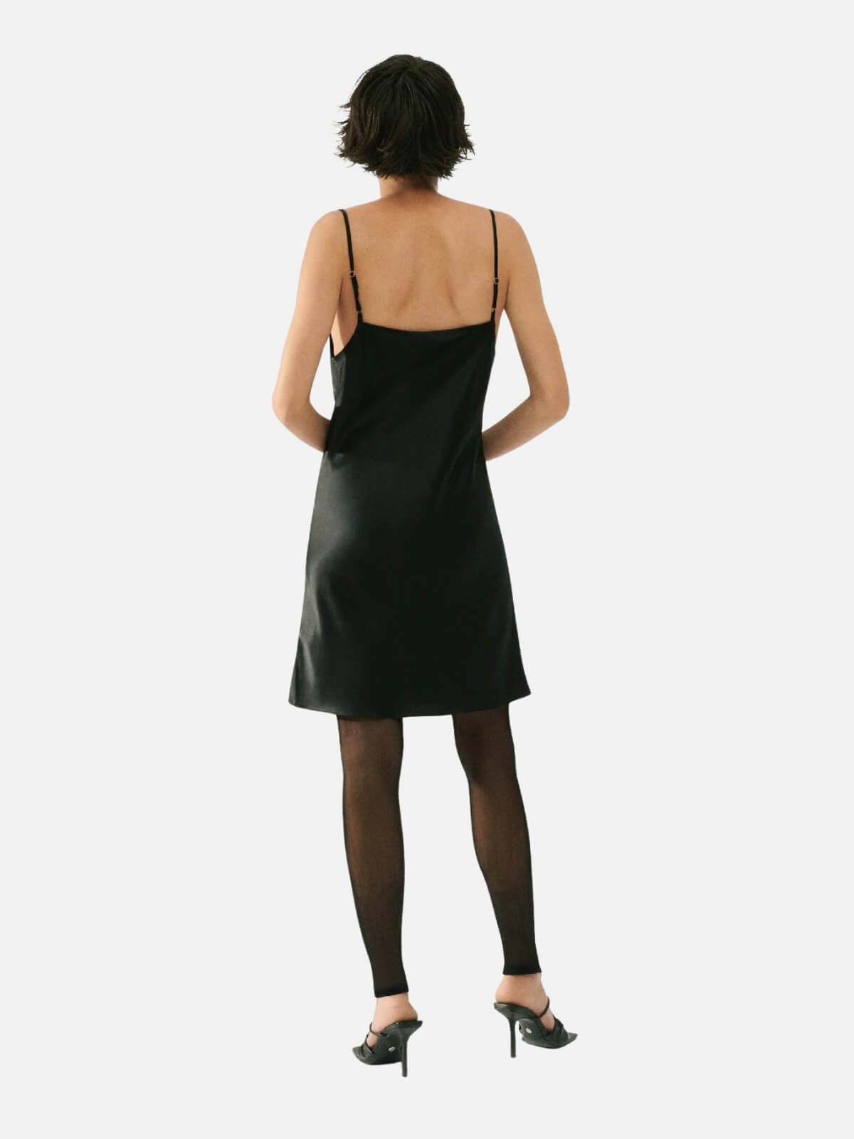 Straight Neck Dress-Black