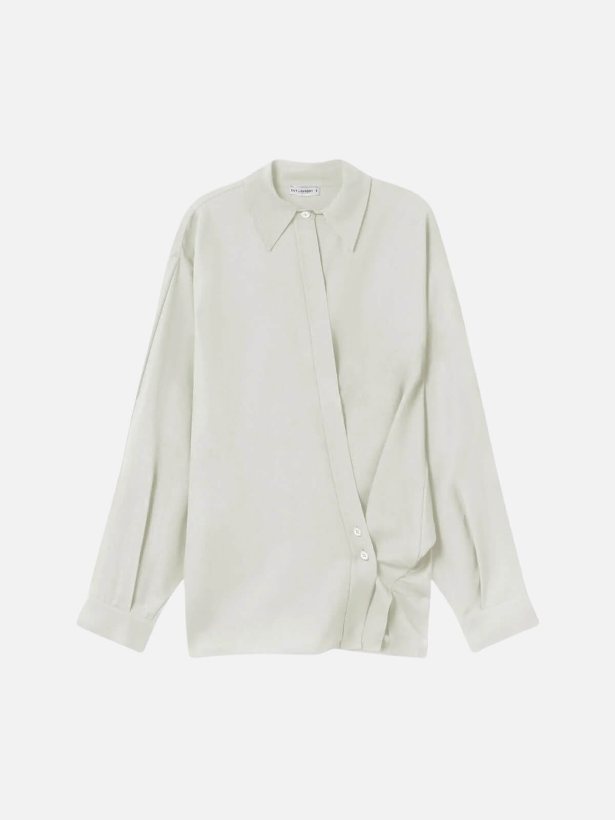Wool Silk Cross Over Shirt - Off White