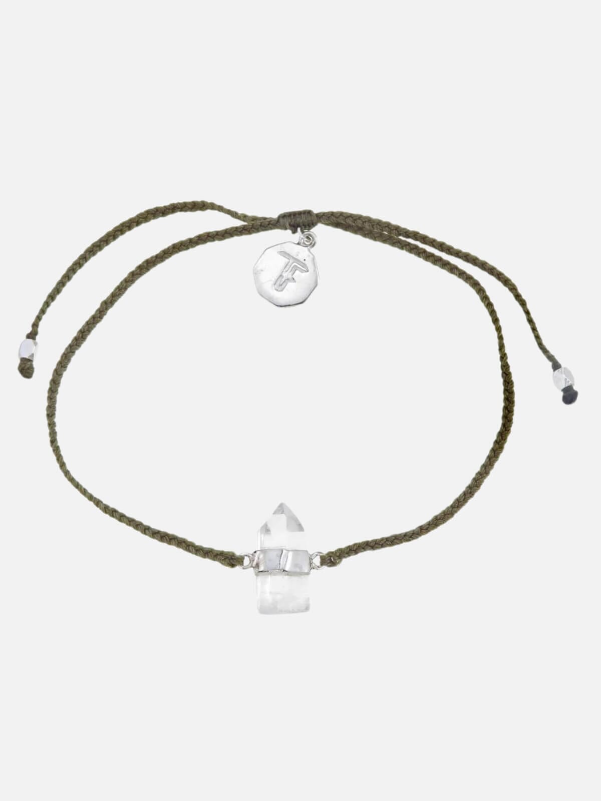Tiger Frame | Quartz Crystal Bracelet - Olive Green/Silver | Perlu