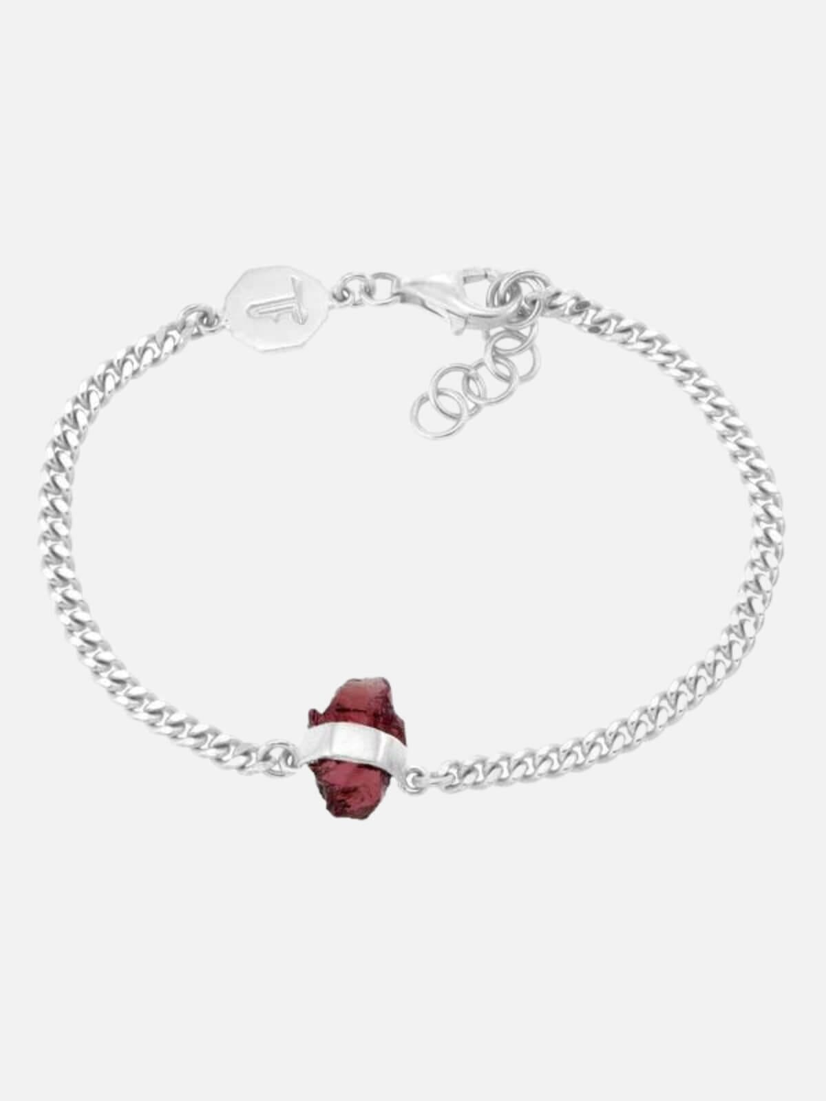 Tiger Frame | Rough Gem Chain Bracelet - Garnet/Silver | Perlu