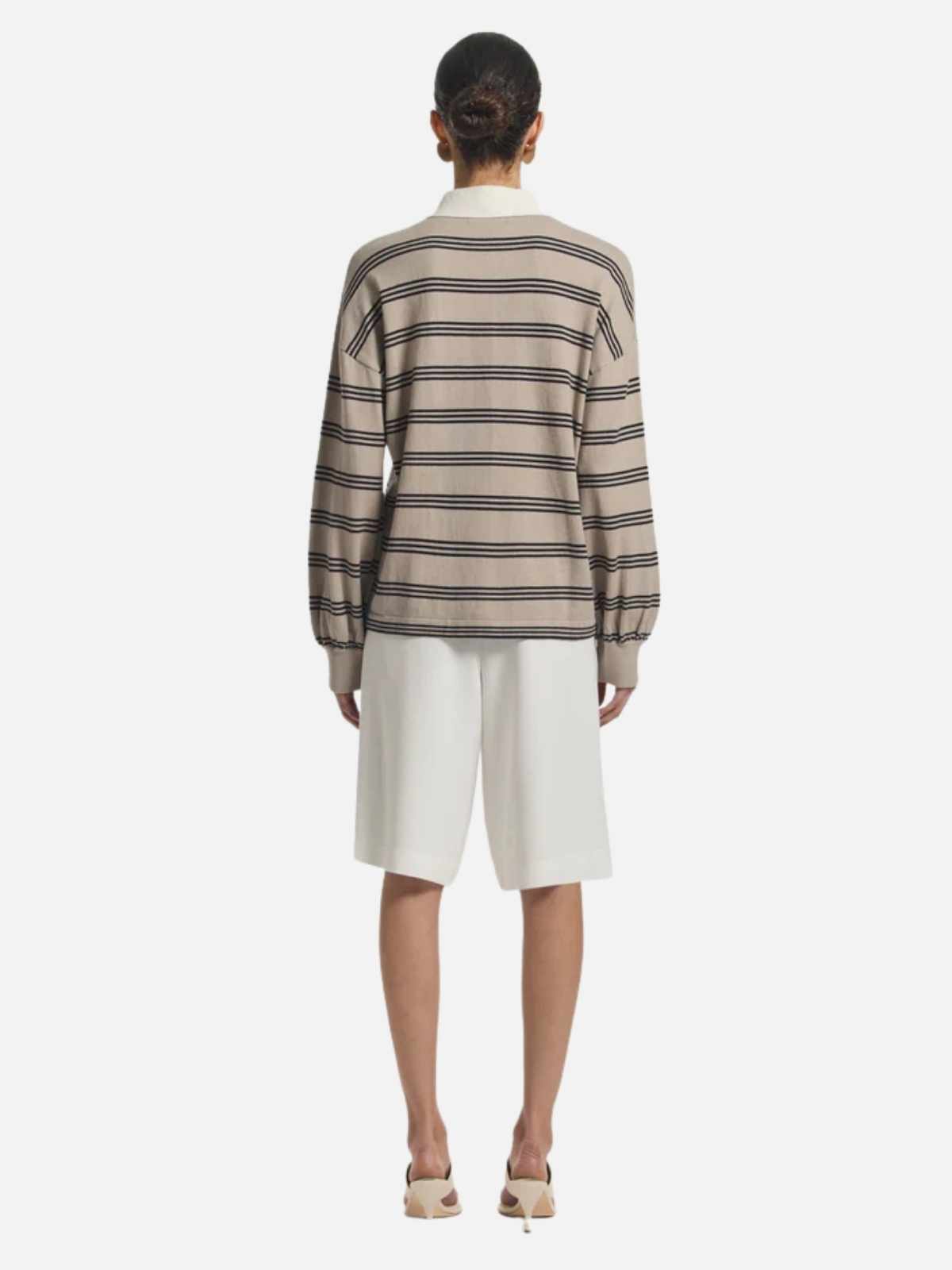 Pinnacle Polo Knit - Ecru Stripe