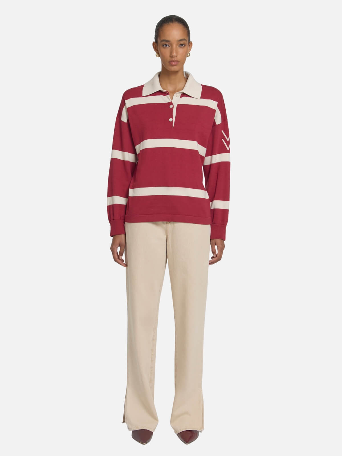 Rival Polo Knit - Scarlet Stripe