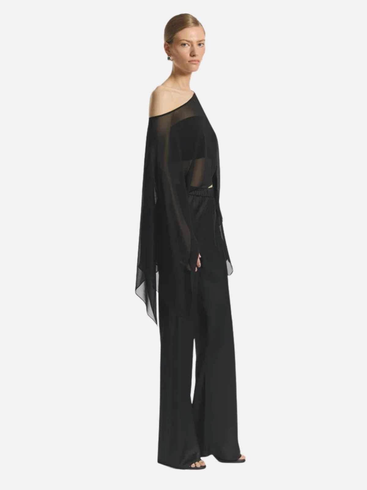 Romance Silk Cape Top - Black
