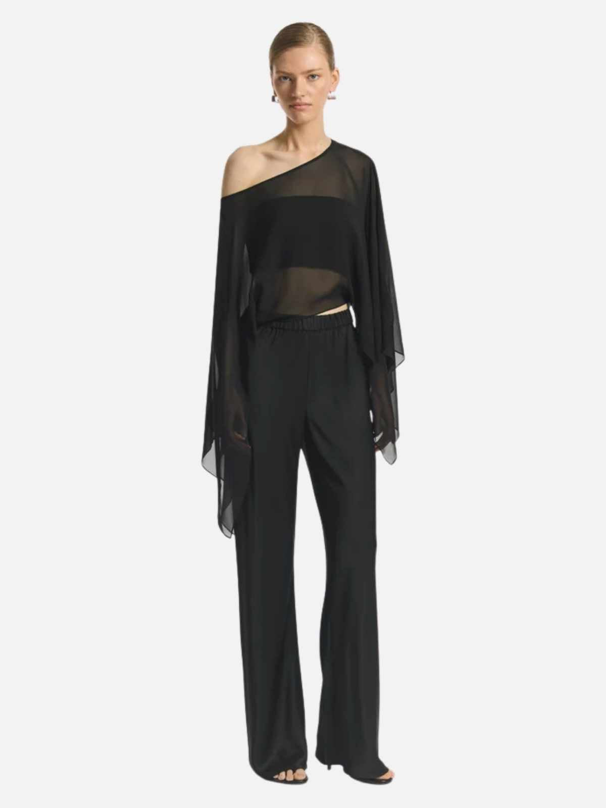 Romance Silk Cape Top - Black