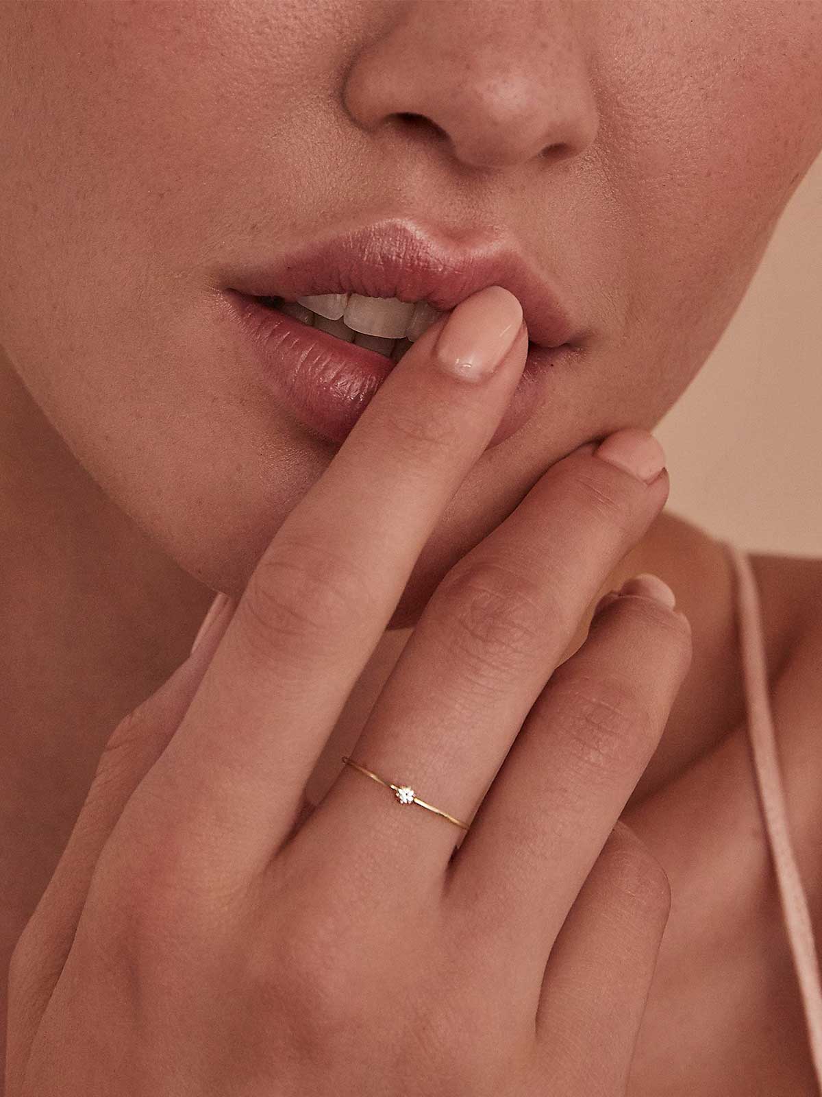 By Charlotte I 14k Gold Sweet Droplet Diamond Ring I Perlu