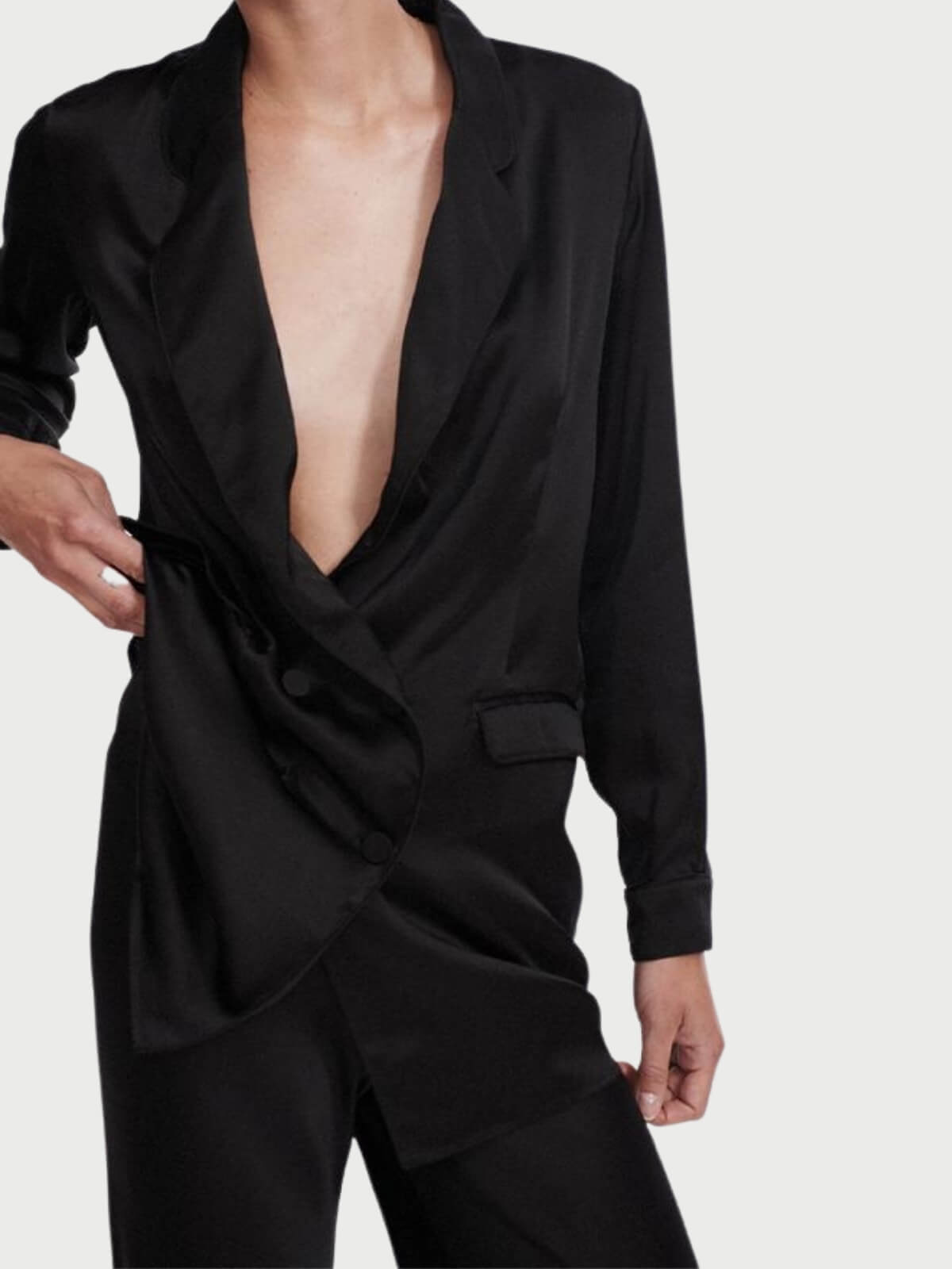 Silk Laundry I Relaxed Blazer - Black I Perlu