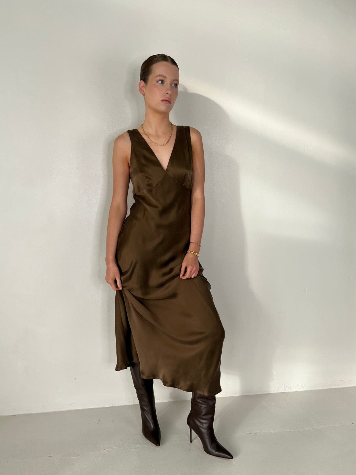 Stella Dress - Dark Earth Dresses & Jumpsuits Silk Laundry 