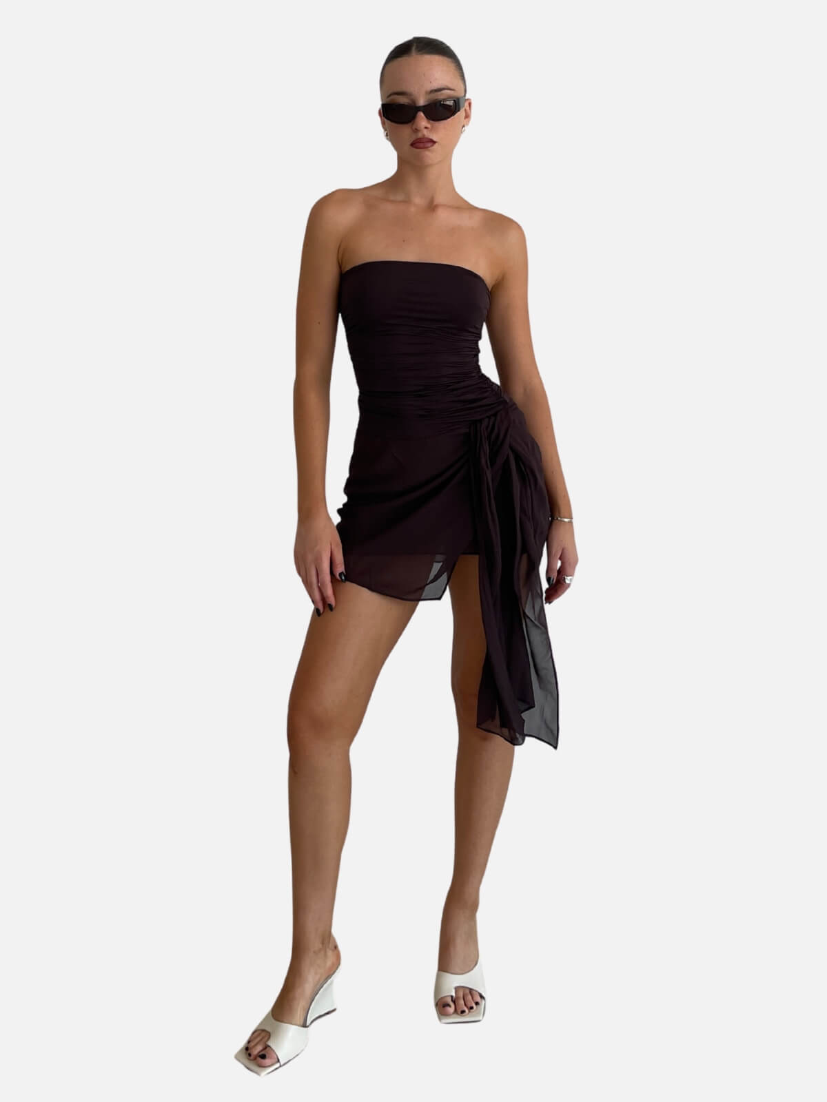 Landon Strapless Mini Dress - Dark Chocolate