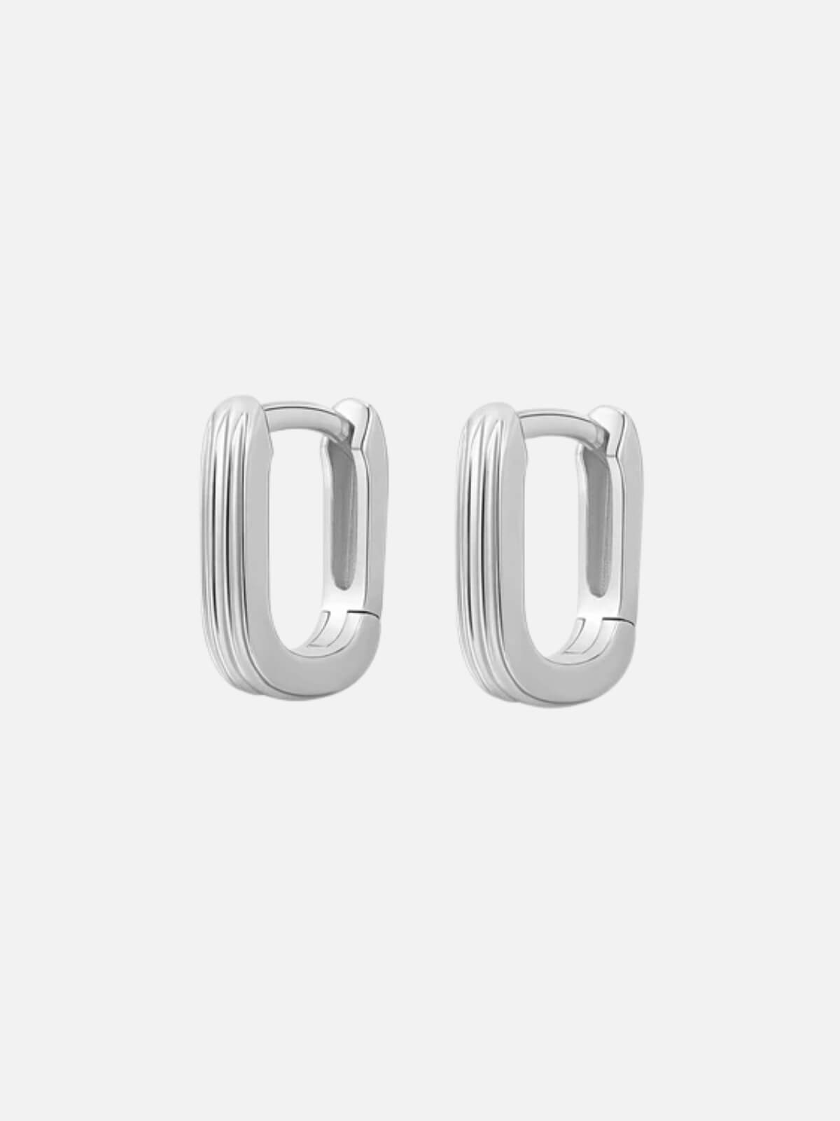 Mini Ridged Chain Link Huggies - Silver