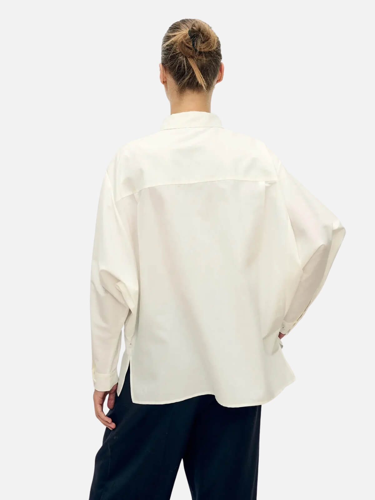Cotton Silk Wrap Shirt-White