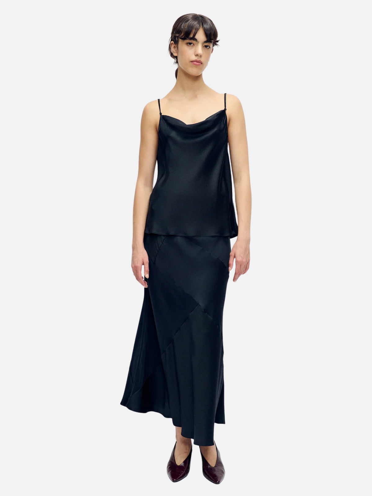 Hammered Drape Cami - Black