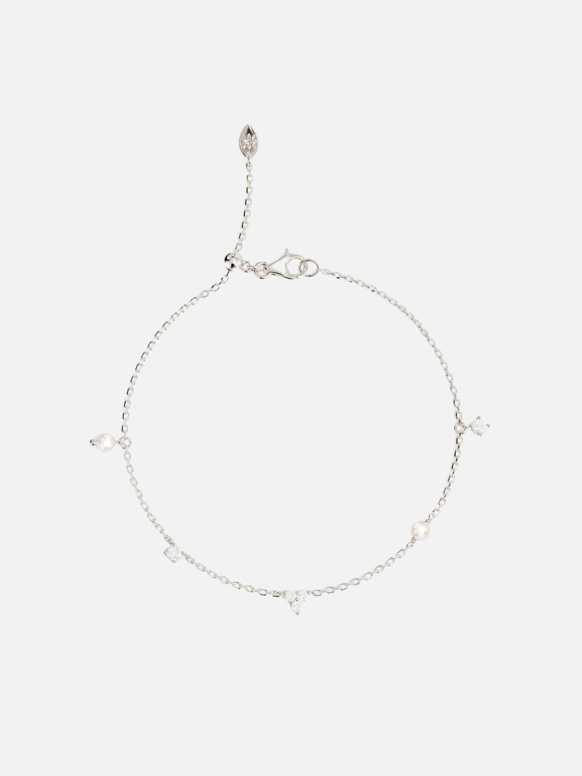 Sterling Silver Moonlit Bloom Pearl Bracelet